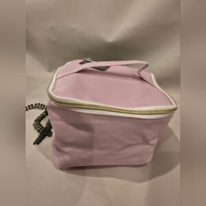 Pink Travel Cosmetic Bag with Gold Zipper